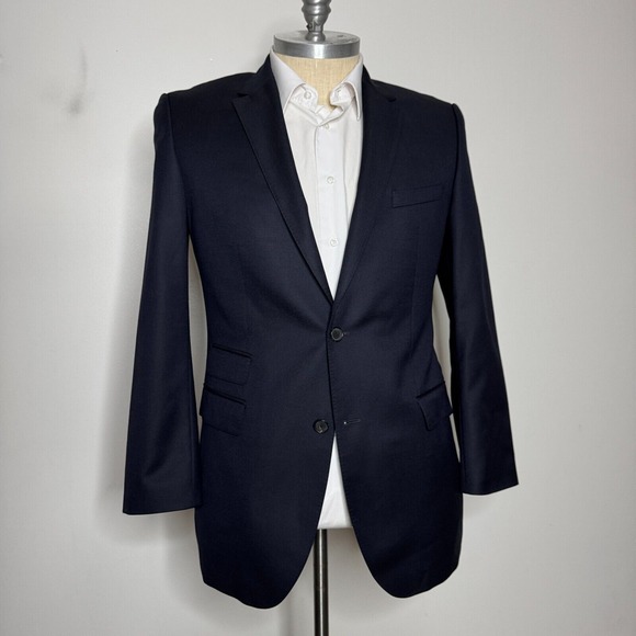 Hugo Boss Men's 44L Blazer Sport‎ Coat Jacket Solid Blue Regular Fit - Picture 1 of 11